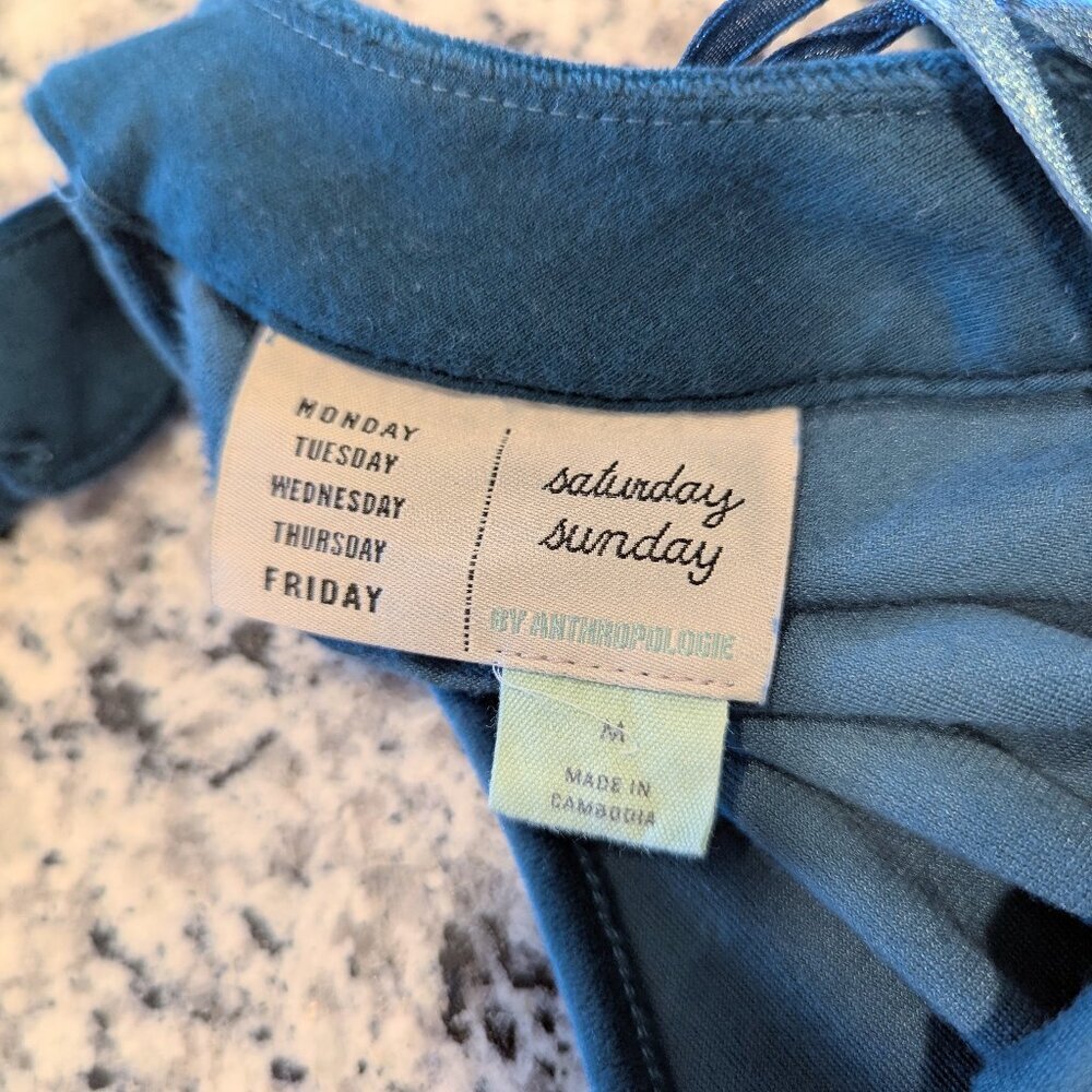 ANTHROPOLOGIE Linda Velvet Jumpsuit M Blue Velour Soft Stretch Comfortable - Picture 7 of 10